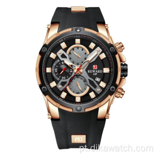 Relógio esportivo masculino REWARD RD83016M multifuncional cronógrafo relógio de pulso de silicone luminoso à prova d&#39;água calendário relógio de quartzo